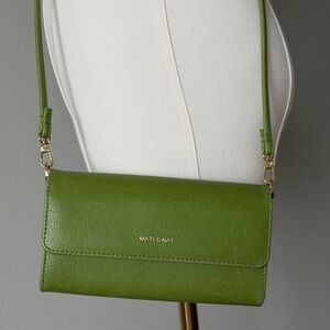 Matt & Nat Wallet Clutch Crossbody Bag in Fresh Olive Green Shade.